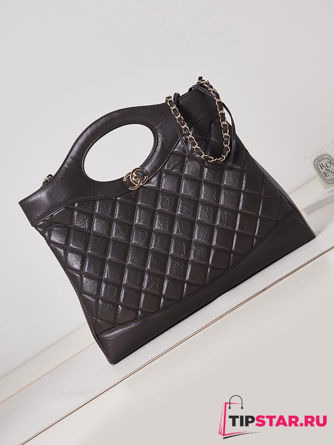 Chanel 31 Large Shopping Bag Shiny Crumpled Calfskin Black AS1010 Size 37 × 39 × 8 cm - 1