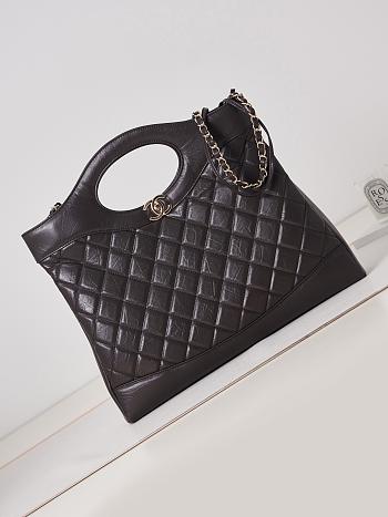 Chanel 31 Large Shopping Bag Shiny Crumpled Calfskin Black AS1010 Size 37 × 39 × 8 cm