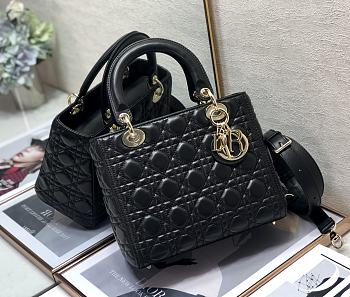 Dior Lady Medium bag Black cannage lambskin Size 24 x 20 x 11 cm