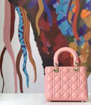 Small Lady Dior My ABCDIOR Bag Antique Pink Cannage Lambskin Size 20 x 17 x 8 cm - 4