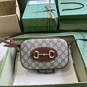 Gucci Horsebit 1955 Small Shoulder Bag 760196 Beige & Ebony GG Size 20x13x6 cm - 1