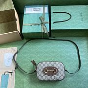 Gucci Horsebit 1955 Small Shoulder Bag 760196 Beige & Ebony GG Size 20x13x6 cm - 2