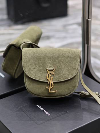 YSL Kaia Small Satchel In Suede 619740 Green Size 18,5 X 15,5 X 5,5 CM