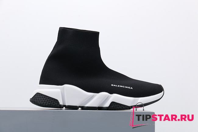 Balenciaga Women's Speed Recycled Knit Trainers In Black/White - 1