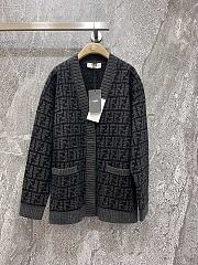 Fendi Black FF Crocheted Cashmere Cardigan - 1