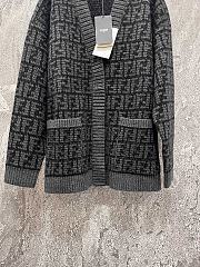 Fendi Black FF Crocheted Cashmere Cardigan - 4