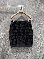 Fendi Black FF Crocheted Cashmere Skirt - 5