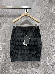 Fendi Black FF Crocheted Cashmere Skirt - 1