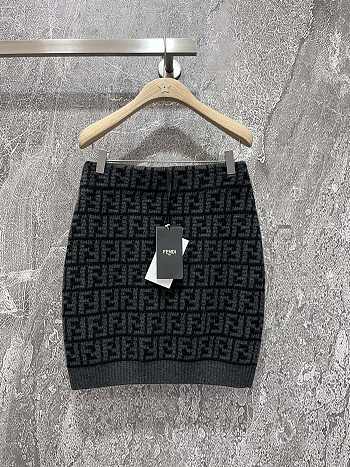 Fendi Black FF Crocheted Cashmere Skirt