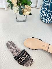 Dior Dway Slide Beige and Black Cotton Embroidered with Plan de Paris Motif - 3