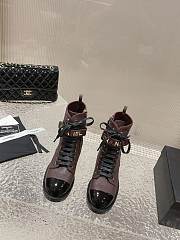 Chanel Combat Boots Burgundy & Black - 5