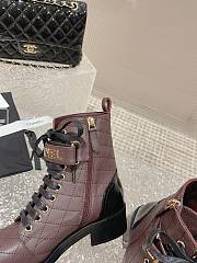Chanel Combat Boots Burgundy & Black - 2