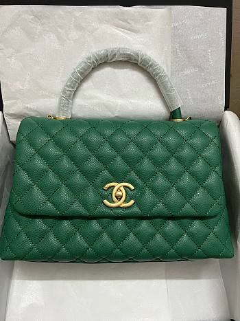 Chanel Coco Handle Green Caviar Bag Size 29x18x12cm