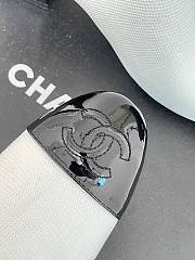 Chanel Short Boots Knit & Patent Calfskin White & Black G40134 8cm - 3