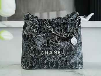 Chanel 22 Handbag AS3261 Printed Calfskin & Silver-Tone Metal Hobo Size 39 × 42 × 8 cm