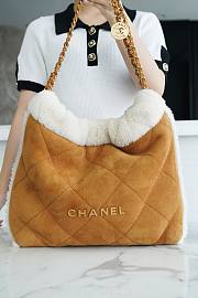Chanel 22 Handbag AS3261 Suede Lambskin Beige & White Size 39 × 42 × 8 cm - 5