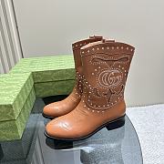 Gucci Women's Boot With Double G And Studs Brown - 1