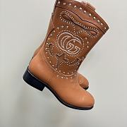 Gucci Women's Boot With Double G And Studs Brown - 3