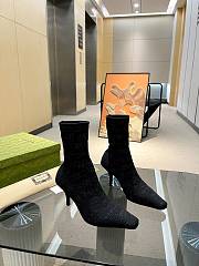 Gucci Women's GG Knit Ankle Boots Black 7.6cm - 1