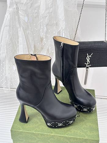 Gucci Women's Platform Boot With GG Studs Black 11cm