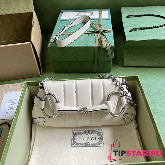 Gucci Horsebit Chain Small Shoulder Bag White 764339 Size 27*11.5*5cm - 1