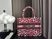 Small Dior Book Tote Burgundy Multicolor Mizza Embroidery Size 26.5 x 21 x 14 cm - 1