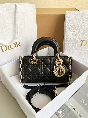 Dior Small Lady D-Joy Bag Black Cannage Lambskin Size 22 x 12 x 6 cm