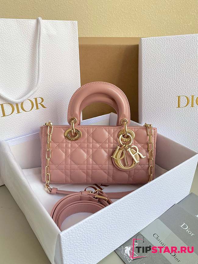 Dior Small Lady D-Joy Bag Antique Pink Cannage Lambskin Size Size 22 x 12 x 6 cm - 1