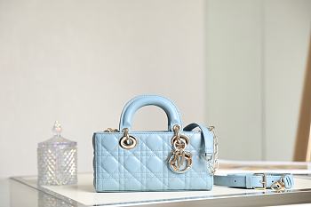 Dior Small Lady D-Joy Bag Placid Blue Cannage Lambskin Size Size 22 x 12 x 6 cm