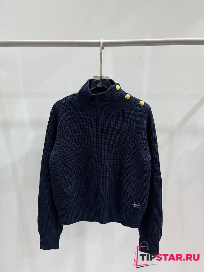 Prada Wool Turtleneck Sweater Navy - 1