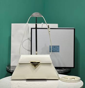 Prada Medium Brushed Leather Handbag White 28.5x14x7cm