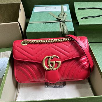 Gucci GG Marmont Small Shoulder Bag 443497 Red Size 26x15x7 cm
