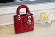Small Lady Dior Bag Cherry Red Patent Cannage Calfskin Size 20 x 17 x 8 cm - 1