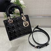 Small Lady Dior Bag Black Patent Cannage Calfskin Size 20 x 17 x 8 cm - 1