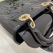 Small Lady Dior Bag Black Patent Cannage Calfskin Size 20 x 17 x 8 cm - 2