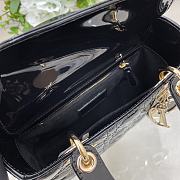 Small Lady Dior Bag Black Patent Cannage Calfskin Size 20 x 17 x 8 cm - 4