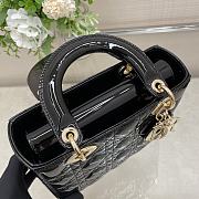 Small Lady Dior Bag Black Patent Cannage Calfskin Size 20 x 17 x 8 cm - 5