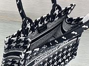 Small Dior Book Tote Black and White Macro Houndstooth Embroidery Size 26.5 x 21 x 14 cm - 3