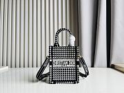 Dior Book Tote Mini Phone Bag Black and White Micro-Houndstooth Embroidery Size 13 x 18 x 5 cm - 1