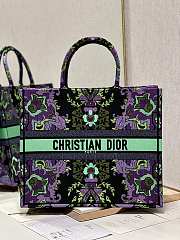 Large Dior Book Tote Multicolor Dior Indian Purple Embroidery Size 42 x 35 x 18.5 cm - 1