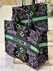 Large Dior Book Tote Multicolor Dior Indian Purple Embroidery Size 42 x 35 x 18.5 cm - 3