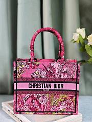 Small Dior Book Tote Fuchsia Multicolor Toile de Jouy Voyage Embroidery Size 26.5 x 21 x 14 cm - 1