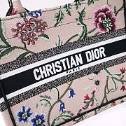 Small Dior Book Tote Pink Multicolor Dior Petites Fleurs Embroidery Size 26.5 x 21 x 14 cm - 2