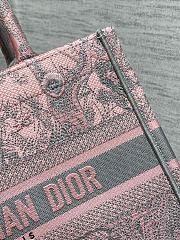 Small Dior Book Tote Pink and Gray Toile de Jouy Sauvage Embroidery Size 26.5 x 21 x 14 cm - 4