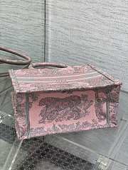 Small Dior Book Tote Pink and Gray Toile de Jouy Sauvage Embroidery Size 26.5 x 21 x 14 cm - 3
