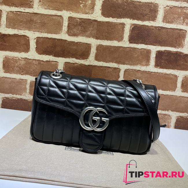 Gucci GG Marmont Small Shoulder Bag Black/Silver 443497 Size 26x15x7 cm - 1