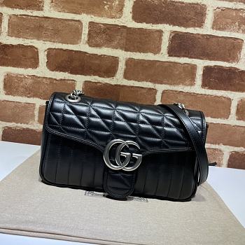 Gucci GG Marmont Small Shoulder Bag Black/Silver 443497 Size 26x15x7 cm