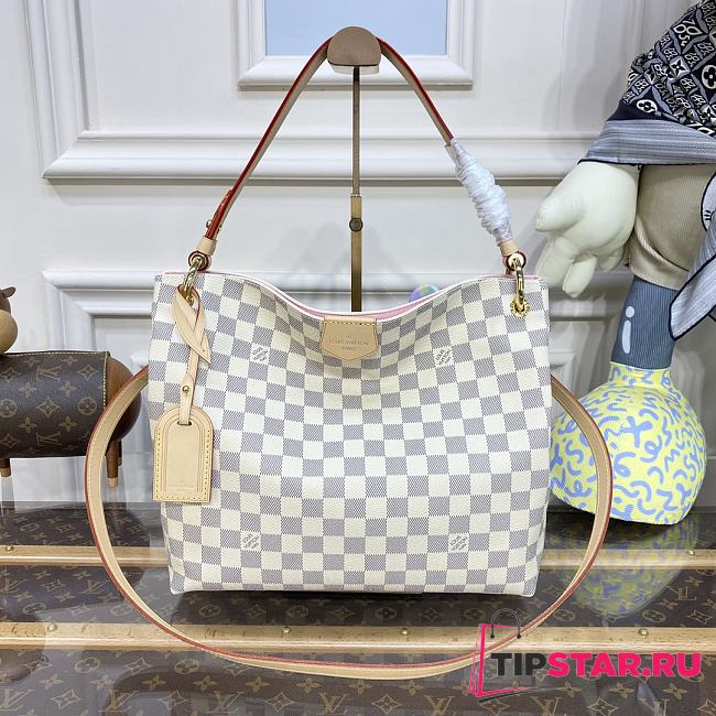 Louis Vuitton N42249 Graceful PM Rose Ballerine Pink Damier Azur Size 35 x 30 x 11 cm - 1