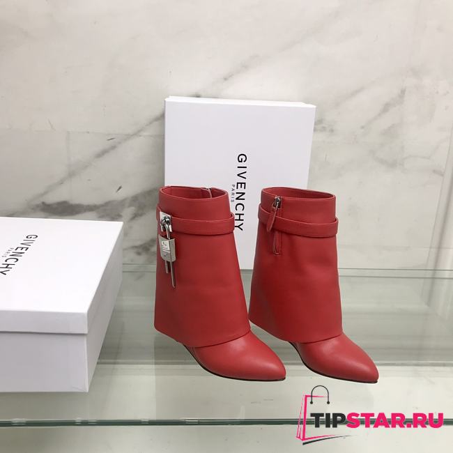 Givenchy Shark Lock Ankle Boots In Leather | Red - 1