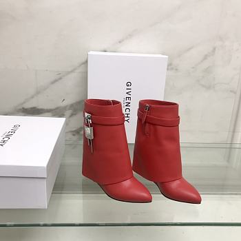 Givenchy Shark Lock Ankle Boots In Leather | Red